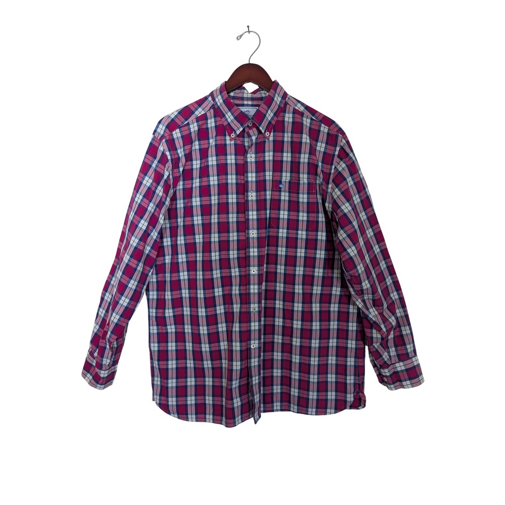 Southern Tide Mens Large Classic Fit Plaid Button Down Shirt Pink Blue Cotton